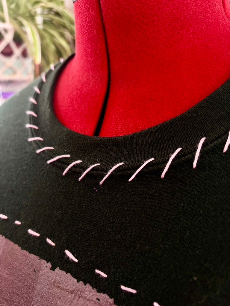 π Cootie Queen Supreme Snug Rug | Upcycled Poncho Sweatshirt with Crochet Roses