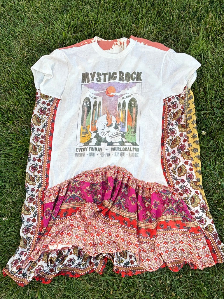 The Crystal Vision Maxi Shirt – Upcycled Patchwork Boho Top | Handmade Sustainable Fashion