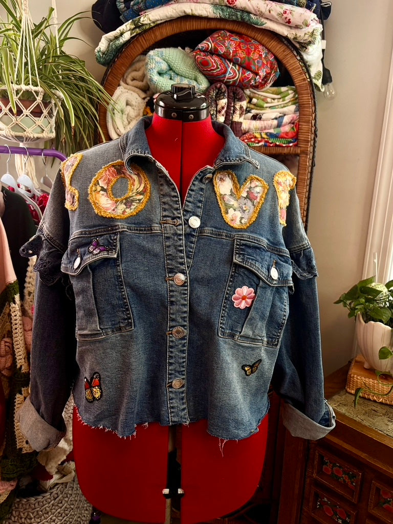 🐞 Lovebug Wanderer Jacket | Upcycled 90s Denim Patchwork Jacket