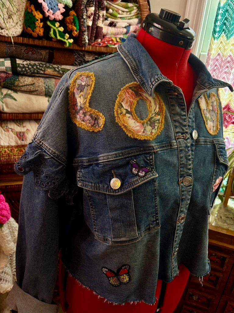 🐞 Lovebug Wanderer Jacket | Upcycled 90s Denim Patchwork Jacket