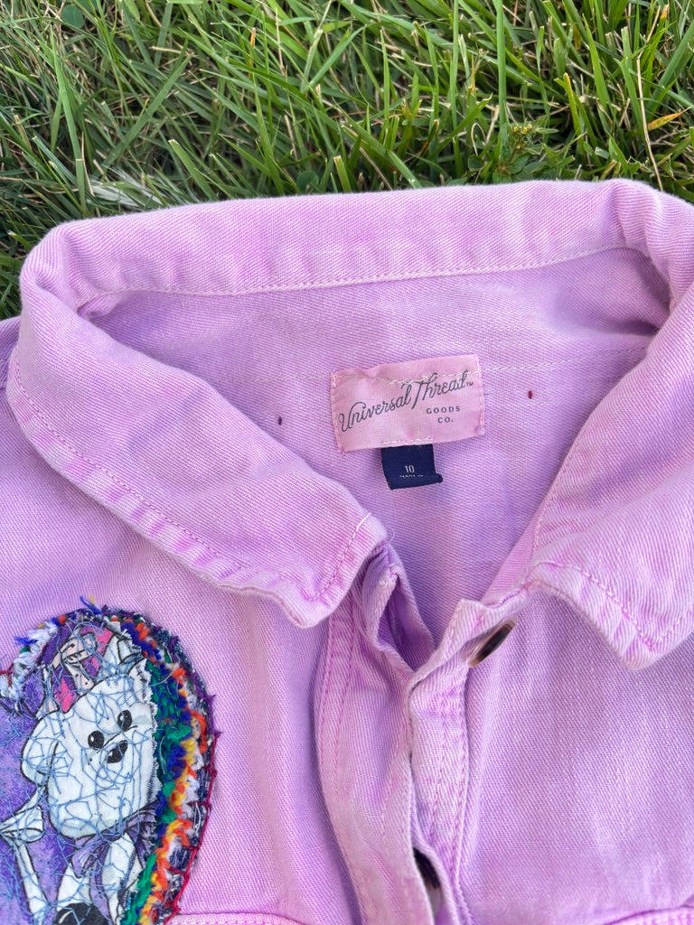 Latchkey Cutie Boiler Suit – Upcycled Orchid Jumpsuit with MTV Graphics | Handmade 90s Sustainable Workwear