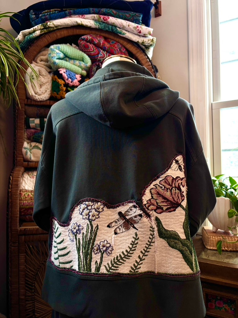 🌿Green Girl Era Lounge Set | Upcycled Floral Patchwork Cozy Loungewear with Pockets