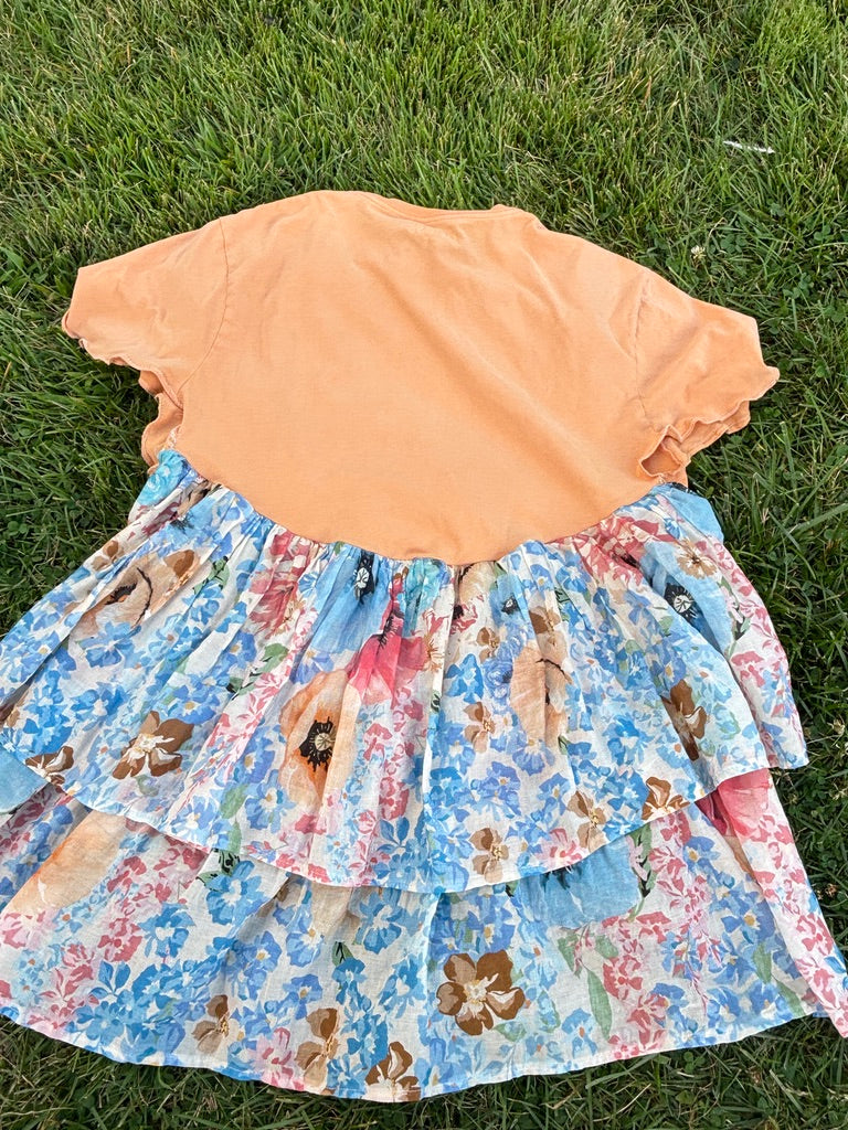 Peaches Peaches Peaches (🍑🍑🍑)  Tunic – Upcycled Patchwork Oversized Top | Handmade Sustainable Boho Tee