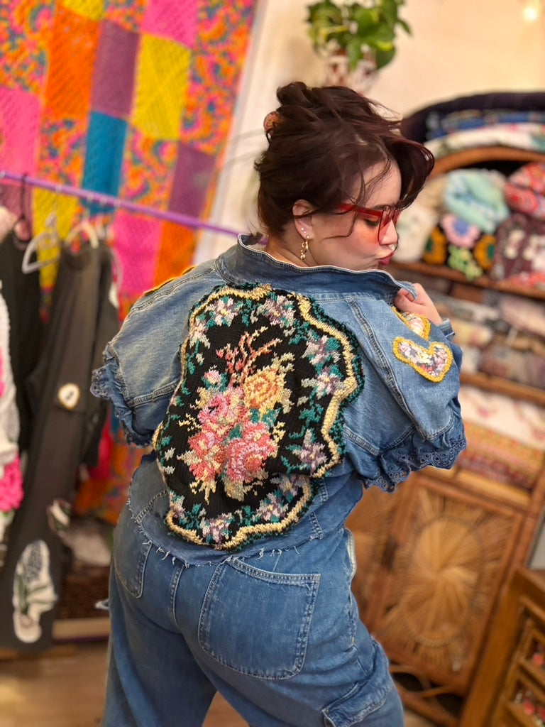 🐞 Lovebug Wanderer Jacket | Upcycled 90s Denim Patchwork Jacket
