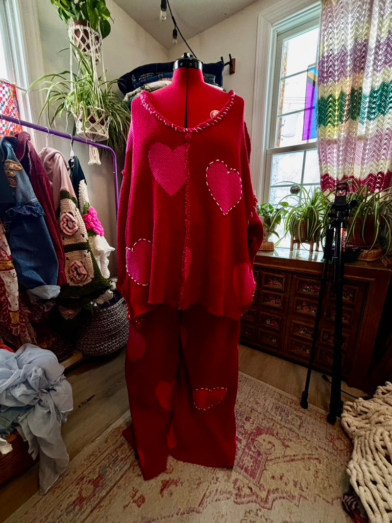 ❤️ Sweetheart Lounge Set | Upcycled Blanket Matching Cozy Set with Pockets