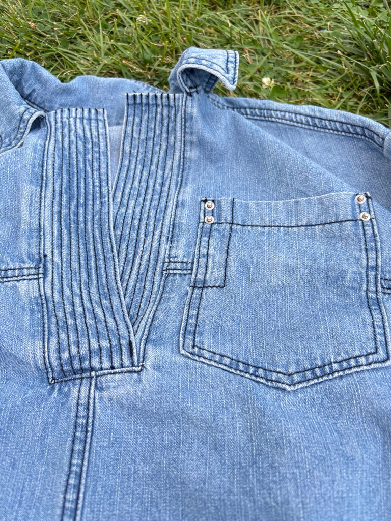 The Sunbeam Tunic Shacket – Upcycled Denim Oversized Layer | Handmade Sustainable Boho Jacket