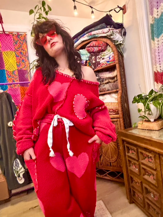 ❤️ Sweetheart Lounge Set | Upcycled Blanket Matching Cozy Set with Pockets