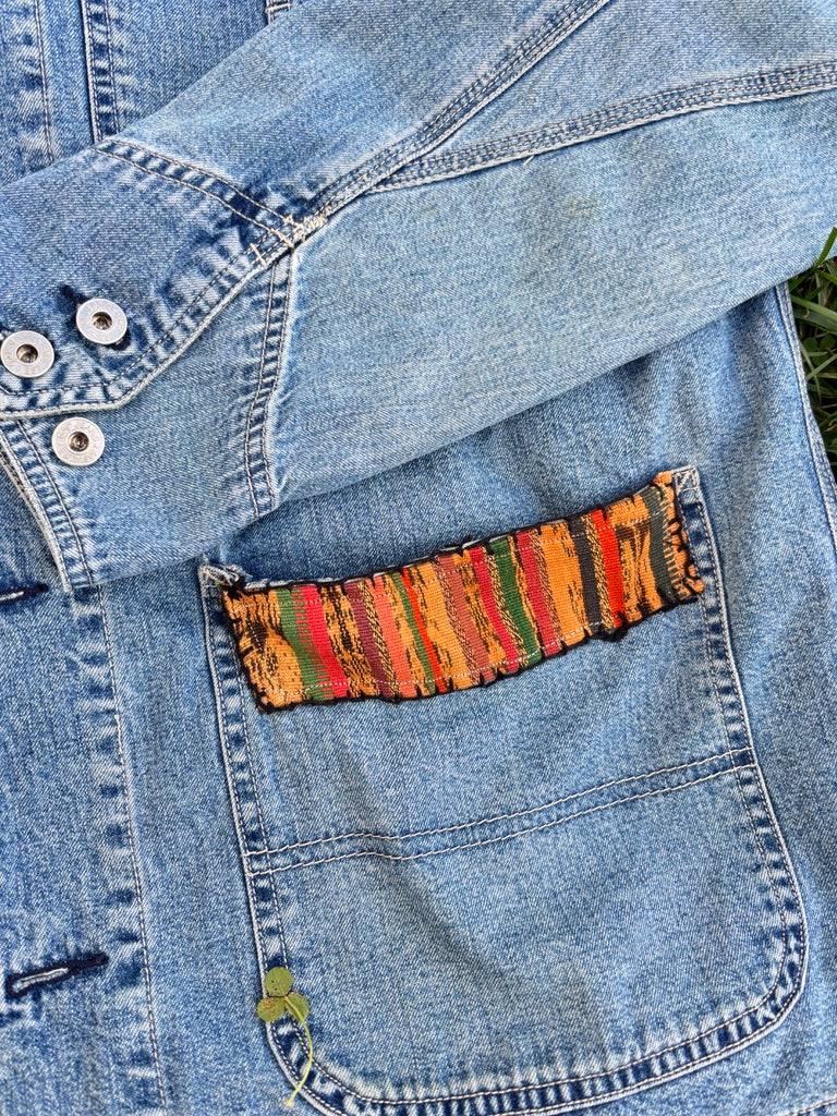 The Harvest Moon Barn Jacket – Upcycled Vintage Gap Denim with Floral Embroidery | Sustainable Autumn Outerwear