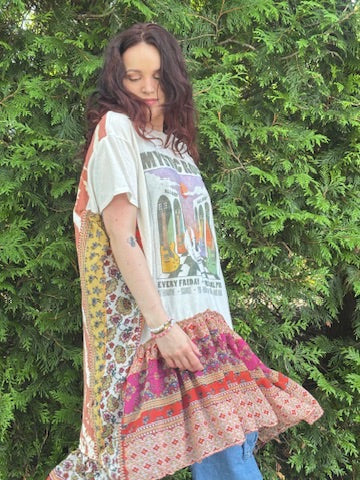 The Crystal Vision Maxi Shirt – Upcycled Patchwork Boho Top | Handmade Sustainable Fashion