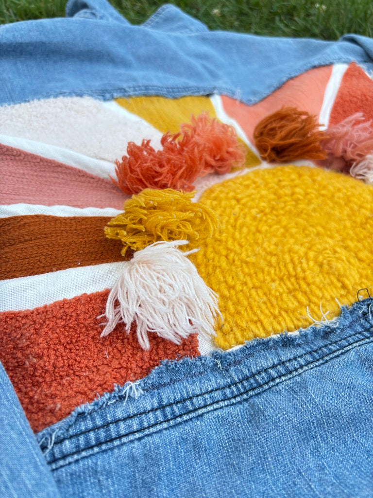 The Sunbeam Tunic Shacket – Upcycled Denim Oversized Layer | Handmade Sustainable Boho Jacket