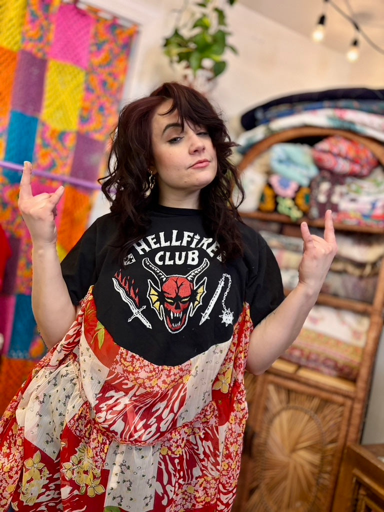 ❤️‍🔥 Critical Crush Muse Tunic | Upcycled Patchwork Graphic Tunic Dress