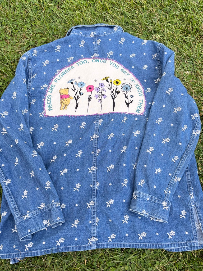 The Honeysuckle Jacket – Upcycled Denim & Cottagecore Floral Layer | Handmade Sustainable Outerwear