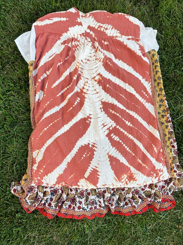 The Crystal Vision Maxi Shirt – Upcycled Patchwork Boho Top | Handmade Sustainable Fashion