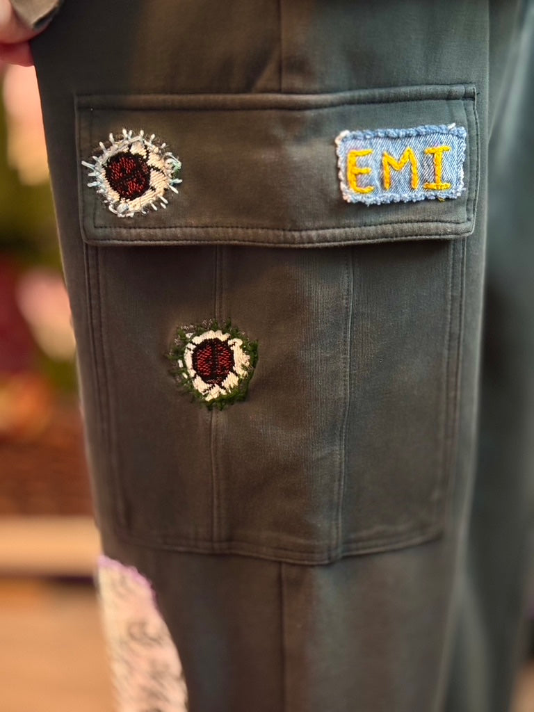 🌿Green Girl Era Lounge Set | Upcycled Floral Patchwork Cozy Loungewear with Pockets