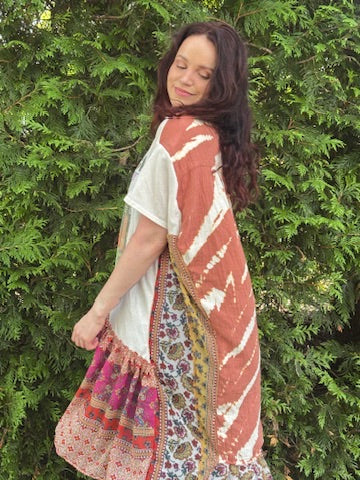The Crystal Vision Maxi Shirt – Upcycled Patchwork Boho Top | Handmade Sustainable Fashion