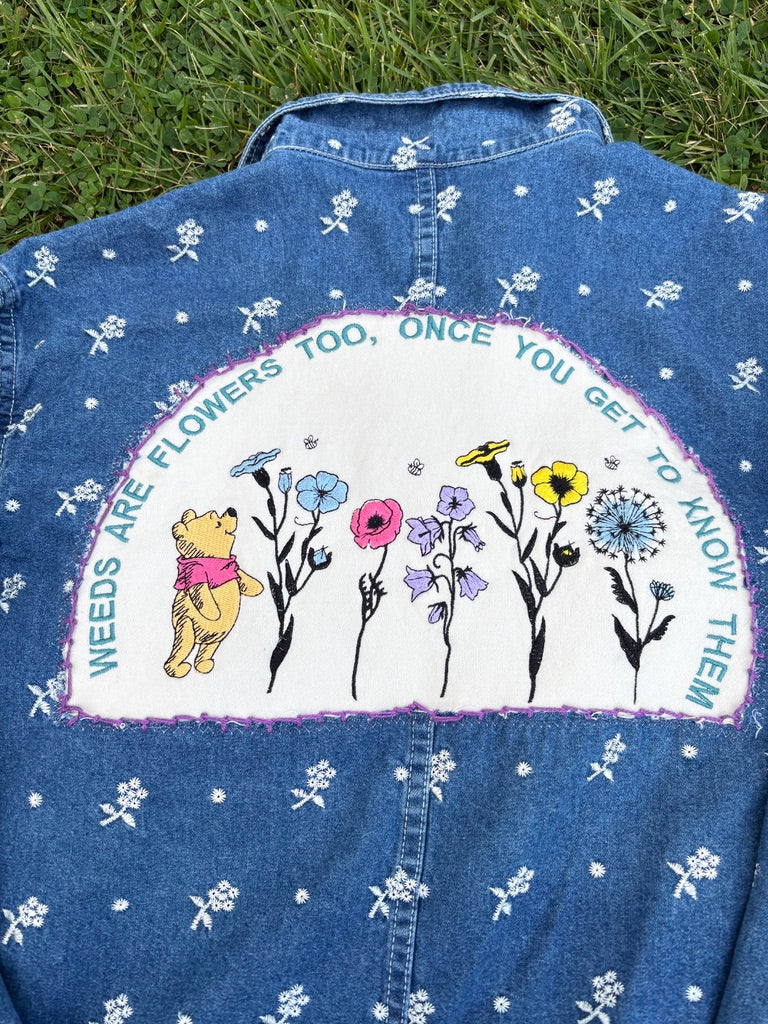 The Honeysuckle Jacket – Upcycled Denim & Cottagecore Floral Layer | Handmade Sustainable Outerwear
