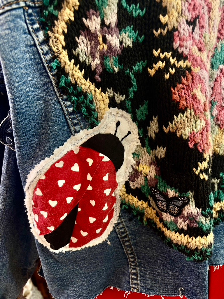 🐞 Lovebug Wanderer Jacket | Upcycled 90s Denim Patchwork Jacket