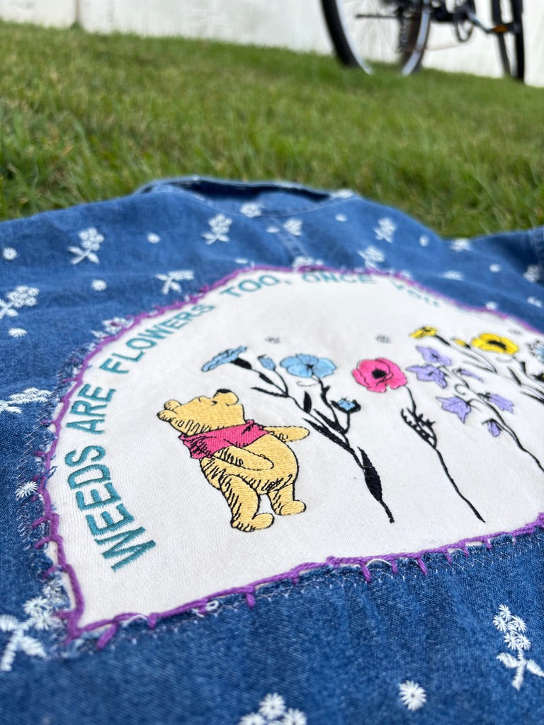 The Honeysuckle Jacket – Upcycled Denim & Cottagecore Floral Layer | Handmade Sustainable Outerwear