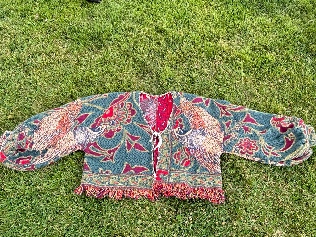 The Belladonna – Upcycled Blanket Balloon Sleeve Cardigan | Witchy Dark Academia Sweater | Daydreamer Cardigan
