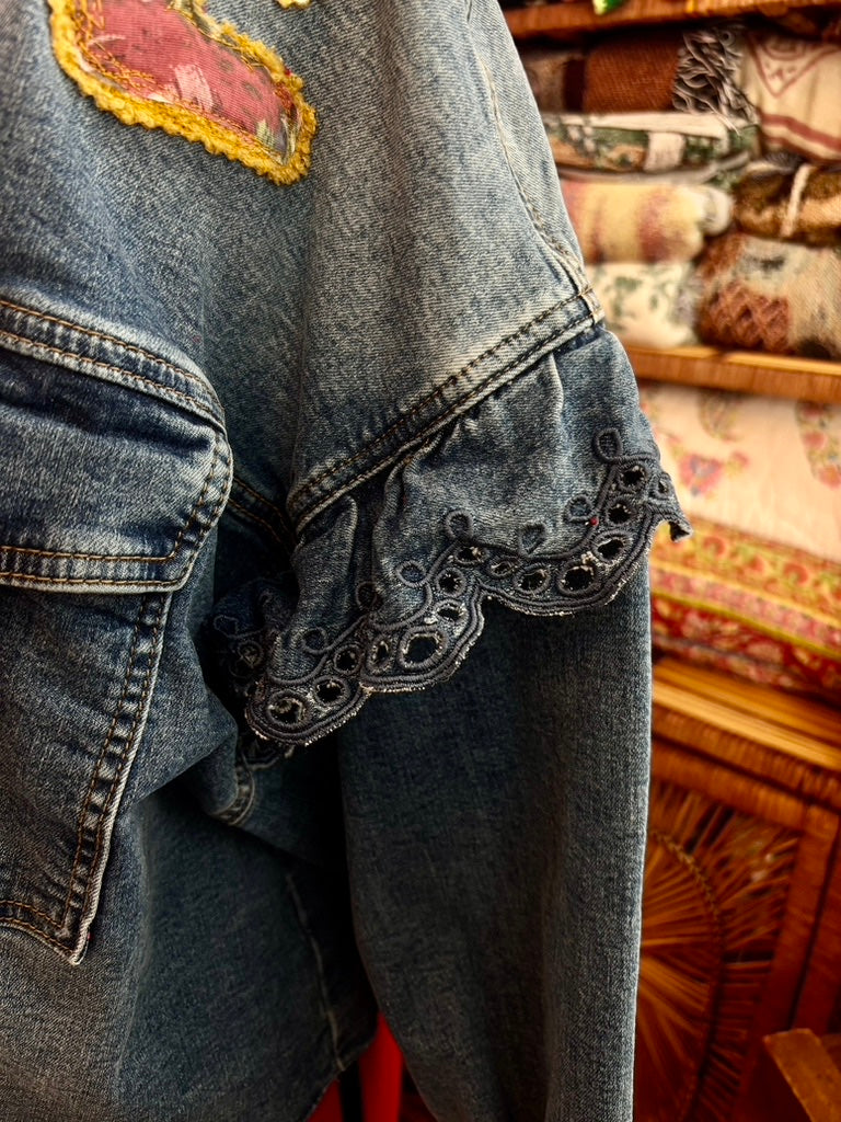 🐞 Lovebug Wanderer Jacket | Upcycled 90s Denim Patchwork Jacket
